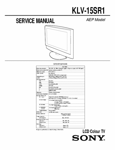 SONY KLV-15SR1 LCD  SONY